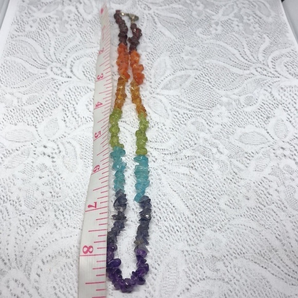 ARTISAN semi precious stone chips boho style necklace colorful single strand. - Picture 4 of 5